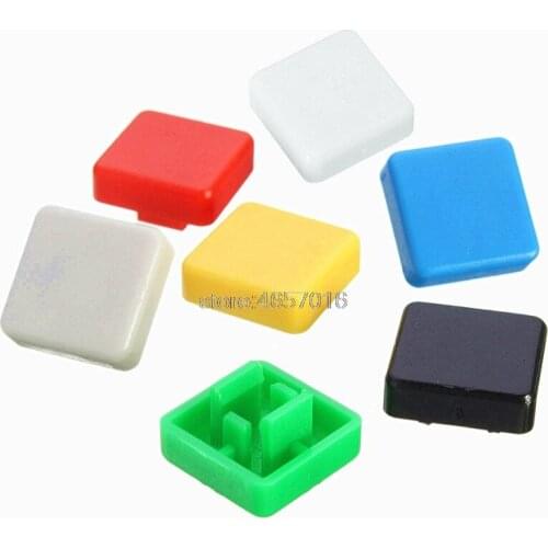 12*12*7.3mm DIP Tactile Push Button with colorful Cap and transparent Cover Tact Switches 12x12mm Colorful