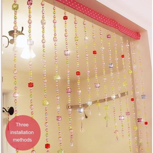 Princess Room Acrylic Crystal Curtains Nail-free Installation Multicolored Bead Curtains Girls Room Safe Easy Installing Curtain