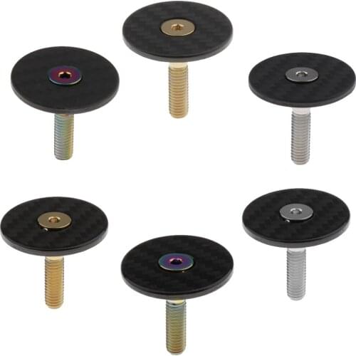 1 Set Cycling Headset Top Cap Carbon Fiber Stem Cover with Bolt for MTB