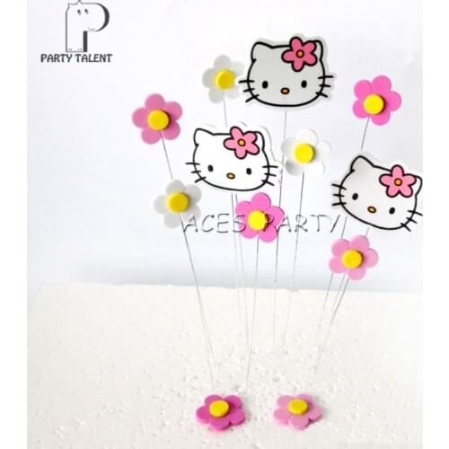 1set Birthday Cake Toppers for Kids Children Birthday Party DIY Baking Cake Decoration Cake Accessory KT Cat Theme