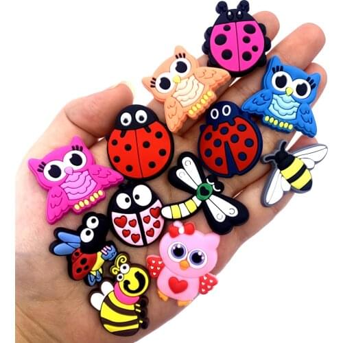 10PCS/Set New Cartoon Animal PVC Flat Back Owl Ladybug Beetle Components Accessories For DIY Scrapbook Phone Case Jewelry