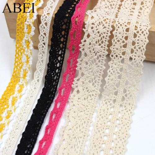 10yards/lot Beige Black Cotton Lace Trims Flower Ribbon Lace Fabric for Gift Wrapping Wedding Crafts Diy Garment Accessories