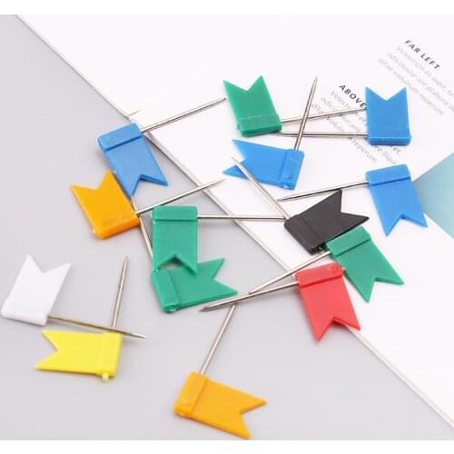 160Pcs Multi Color Flag shaped Push Drawing Pins Thumbtack Pins Map Marker Office Supplies