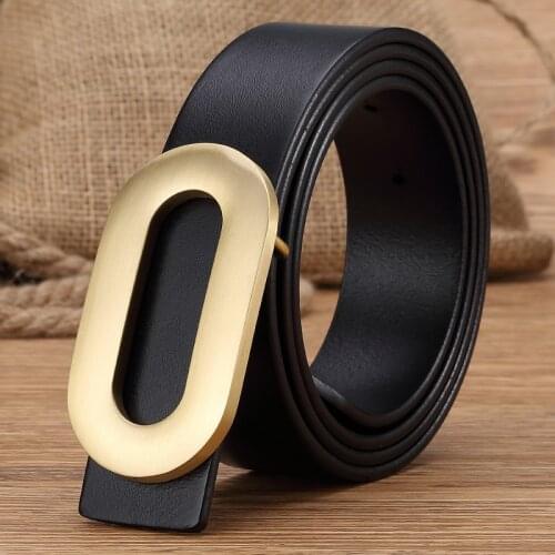 2020 ciartuar new design quality women belt genuine leather strap trouser first layer brass gold and sliver buckle free shipping