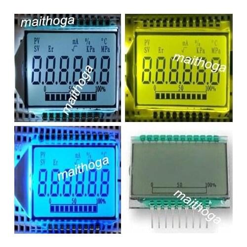 21PIN TN Positive 6-Digits Segment LCD Panel White/Blue/Yellow Green Backlight 3V