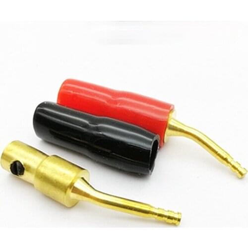 4pcs 2MM Curved Pin Banana Plug Copper Gold-plated Audio Amplifier Wiring Plug Pin Plug Banana Plug