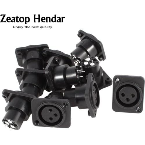 50Pcs 3 Pin XLR Female Chassis Socket Panel Mount Adapter Connector Black