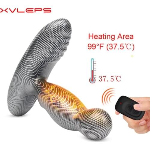 Xvlleps Male Rotating Vibrating Prostate Massager Electric Perineum Stimulator Remote Heating Butt Plug Anal Sex Toys 16+3 Modes