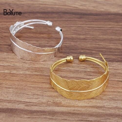 BoYuTe (5 Pieces/Lot) 65*60MM Metal Brass Feather Bracelet Factory Direct Sale Vintage Jewelry Accessories