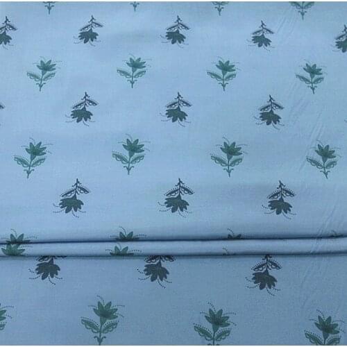 Floral flower print on blue bottom silk cotton blended fabric 16momme 138cm width,SCT285