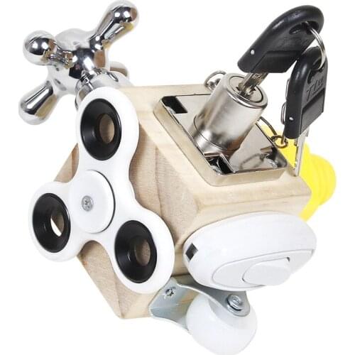 Montessori Wooden Busyboard Multifunctional Unlocking Toy Lock Box Early Learning Intelligence Development Educational D746F