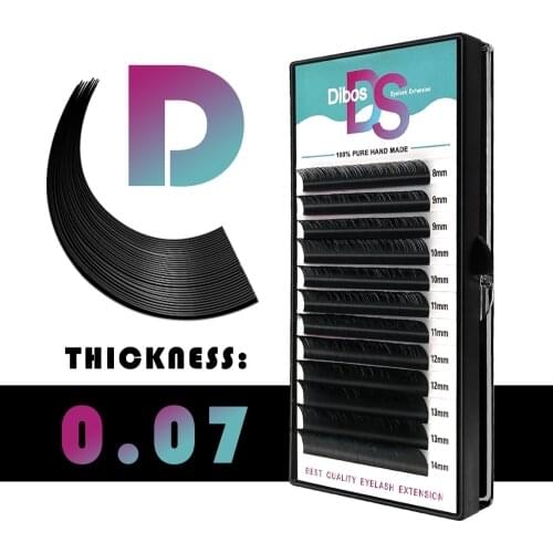 Dibos 1 pc 0.07 D Curl 12 Rows Per Tray Volume Eyelash Extension for wholesale free shipping maquiagem Mink False Fake Lashes
