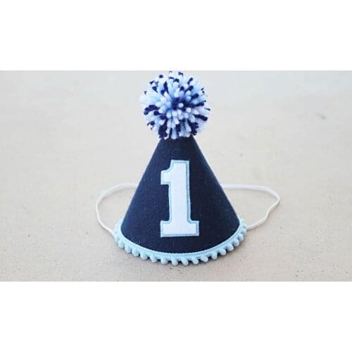 Boys 1st Birthday Blue Hat Mini Party Hat Boys First Birthday Nautical Felt Party Hat Newborn Birthday Hat