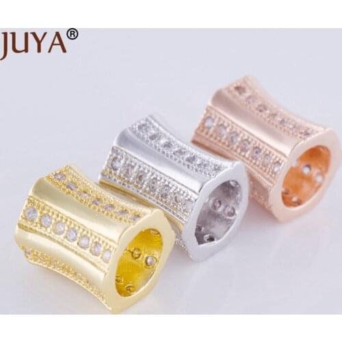 Jewelry Making Supplies Micro Pave CZ Rhinestone Copper Metal Big Hole Beads For DIY Bracelets Necklace Accessories berloque