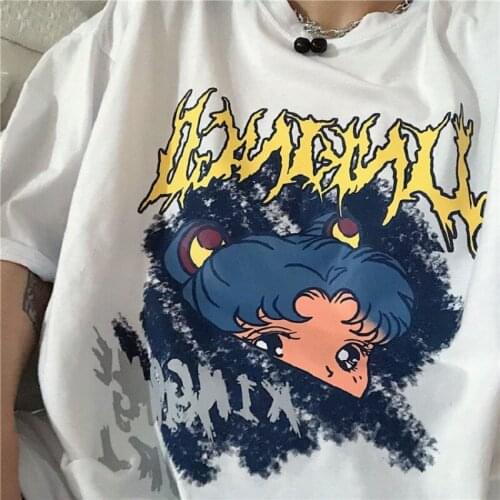 Tee Shirt Casual Women Clothing женские футболки top accessory dropshipping Harajuku Anime print T-shirt Womens Short Sleeve