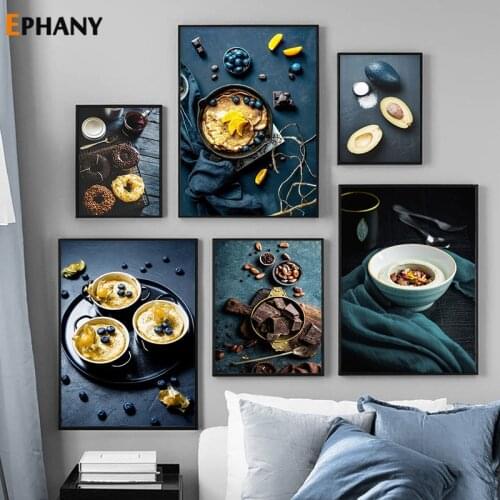 Avocado Kitchen Canvas Painting Scandinavian Doughnut Dessert Posters and Prints Food Wall Art Picture Living Room Home Decor