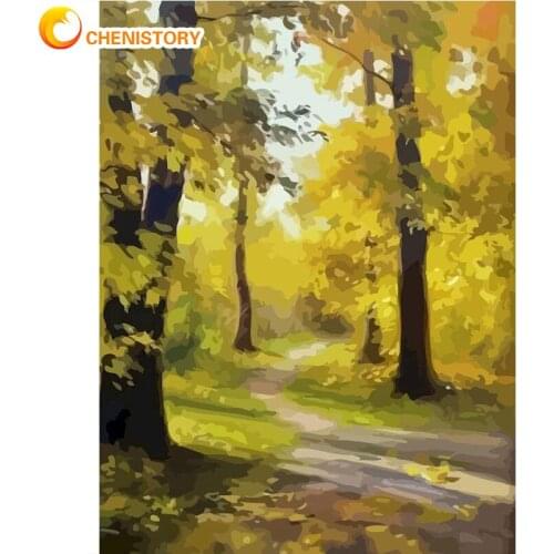CHENISTORY Golden Grove Painting By Numbers Beautiful Scenery Acrylic Oil Painting HandPainted Art Gift Diy Picture Home Decor
