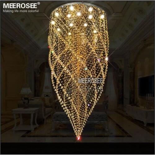 Round Crystal Chandelier Light Fixture Amber Crystal Lamp lustre de cristal with GU10 Lights Stair Lustres Lighting