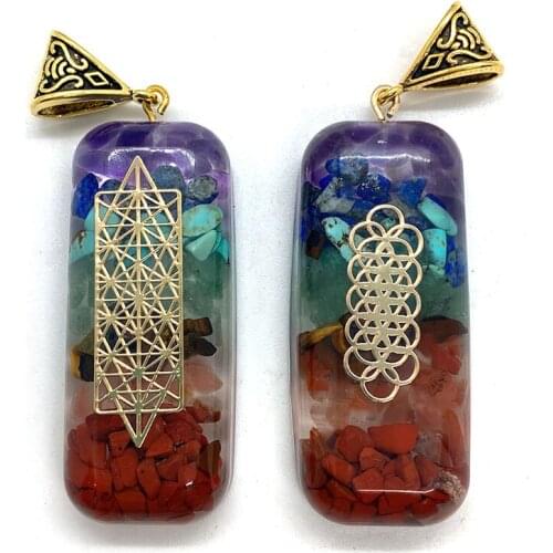 Natural Stone Seven Chakra Pendant Exquisite Luxury Jewelry Pendant Combination Necklace Accessories Amulet Aura Stone Wholesale