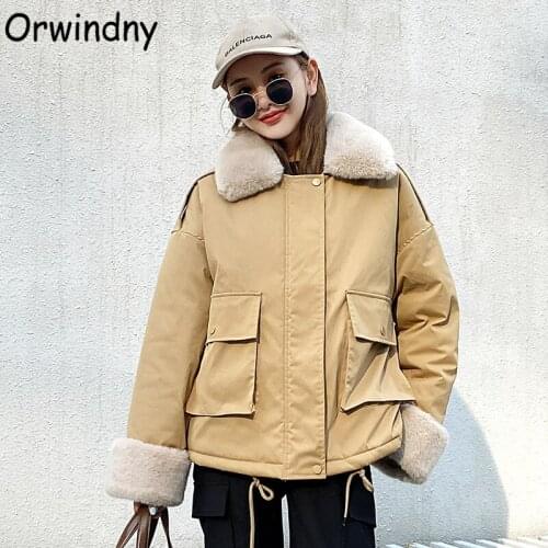 Orwindny Jackets Winter Women Thicken Warm Parkas Fur Lining Warm Snow Wear Clothing Oversized Loose Coat Female With Big Pocket