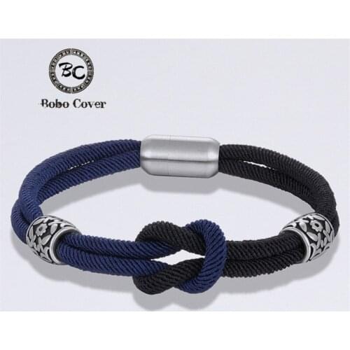 Fashion Colorful Rope Charm Bracelets Women Men Navy Style Infinity Stainless Steel bracelet Fashion Couple Jewelry Dropshipping