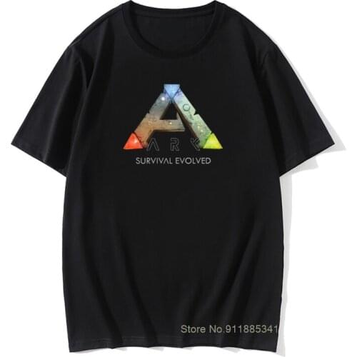 Men Tee Shirts Ark Survival Evolved Games Men Pre-Cotton T-Shirts Casual Round Collar T Shirts Black