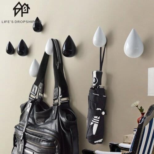 Water Drop Shaped Wall Hook for Door Back Wall Wood Key Hanger Holder Decorative Hooks Handbag Hat Clothes Decorative hook