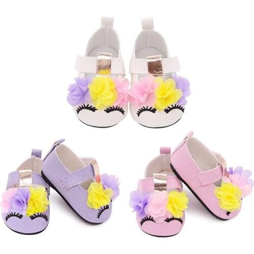 2021 New Tricolor Unicorn Thick Eyebrow Shoes Fit 18Inch American 43cm Baby Doll Clothes Accessories,Girls Toys,Generation