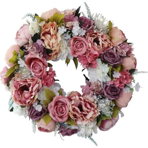 New Artificial Peony Flower Wreath Door Wreath Spring Wreath for Front Door, Wedding, Wall, Window, Home Decor