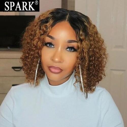 Ombre Human Hair Water Wave Pre Plucked Bob T Part Lace Front Wigs Short 1B/30 Wig For Women Glueless Spark Peruvian Hair Remy