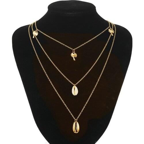 2021 Fashion Korean Necklace, New Wild Haipai Simple Coconut Shell Pendant Multilayer Necklace Womens Sale Women Accessories
