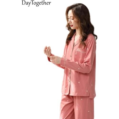 Pajamas Women Spring and Autumn Long Sleeve Cardigan Cotton Loose Plus Size Homer Wear Pyjama Sets