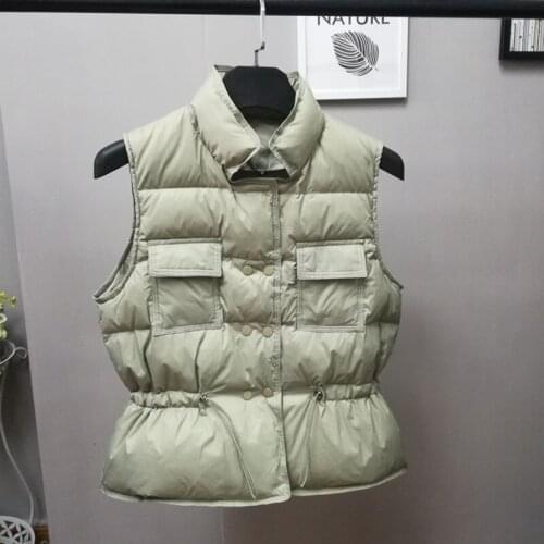 2021 autumn and winter down jacket womens short waistcoat all-match fashion waist stand-up collar bread jacket vest vest