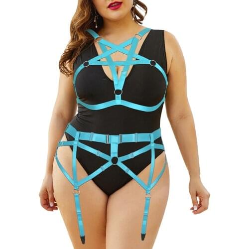 Plump Womens Underwear Body Stockings Garter Belt Top Harness Bra Plus Size Gothic Bondage Costumes Garter Belts Sexy Lingerie