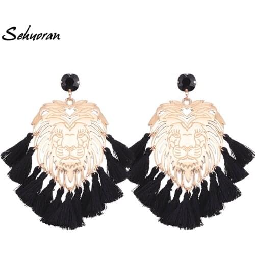 Sehuoran Tassel Earrings For Women Zinc Alloy Tiger Pendientes Statement Earrings Boho Wedding EAR Dangle Drop Earrings Wholesal