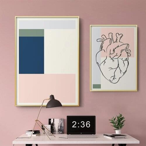 Nordic Abstract Geometric Picture Canvas Painting Modern Simple Human Heart Wall Art Posters And Print Modern Home Decoration