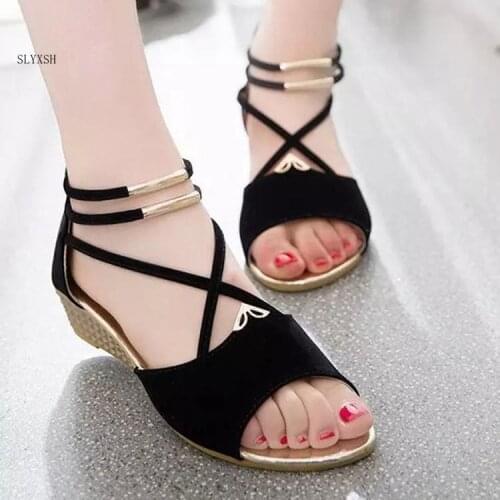 SLYXSH 2019 new Women Summer shoes fashion platform suede sandals womens shoes flat shoes sandals