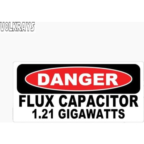 Volkrays Funny Car Sticker Danger Flux Capacitor 1.21 Gigawatts Accessories Reflective PVC Decal for Hyundai Tucson VW,6cm*14cm