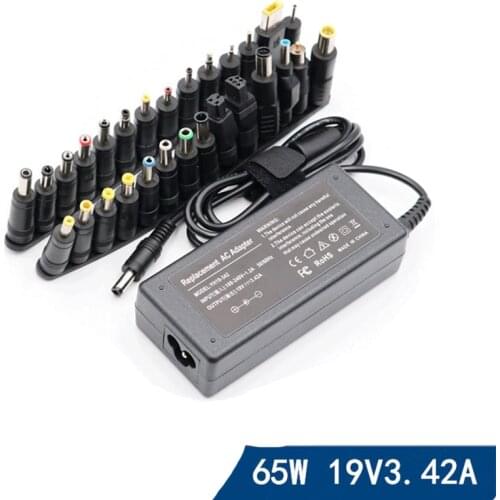 Universal Power Adapter 65W 19V 3.42A+28 Adapter Heads Adjustable Portable Charger Laptops Notebook Adjustable Power Supply