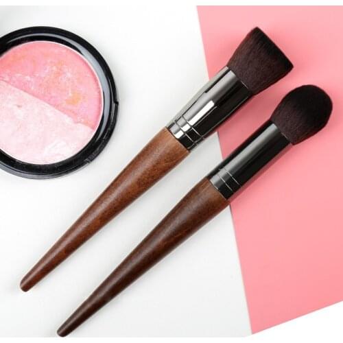 Vintage Wood Makeup Brush Set High Quality Flat Head Liquid Foundation Magic Brush Mixing Stack Suitable for Beauty