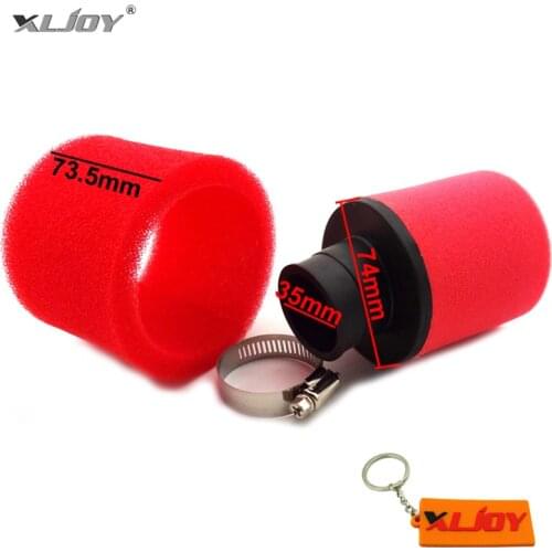 XLJOY 35mm Red Bent Neck Foam Angled Air Filter For 50cc 70cc 90cc 110cc ATV Quad Go Kart Buggy Moped Scooter