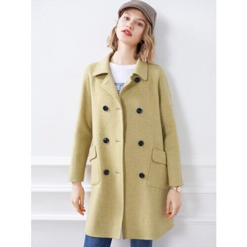 Womens Clothing Autumn 2021 New Korean Loose Lapel Double Row Button Wool Coat Womens Clothing