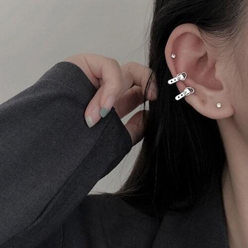 Punk Belt Design Heart Clip Earrings Fashion Non Perforated Jewelry Charm Statement Gifts Women Rock Cocktail Party Accessories