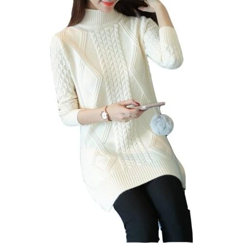 Half-neck Sweater Womens Autumn Winter New Fashion Plus size 3XL Female Twist jacket Medium Long Sweater Thicken Warm Jacket