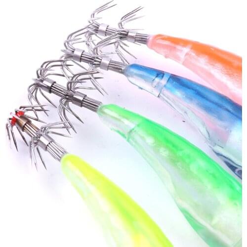 1pcs 100% Quality and Brand New Shrimp Squid Fishing Lure Special Multy Colour LED Lighted Clear Prawn Squid Jig