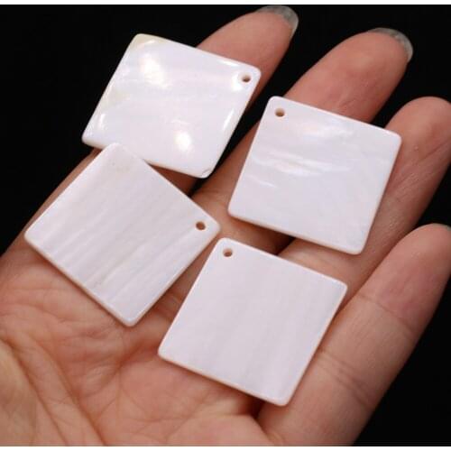 2PCS 2021New Natural Freshwater Shell White Square Hole Pendant Making DIY Fashion Necklace Earrings Jewelry Decoration Gift