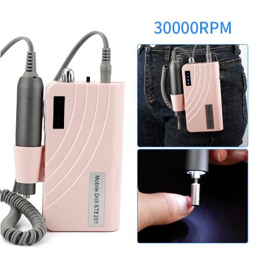 24W 30000RPM Portable Rechargeable Electric Nail Drill Machine Manicure Machine Nail File Nail Art Tools Set with Nail Drill Bit