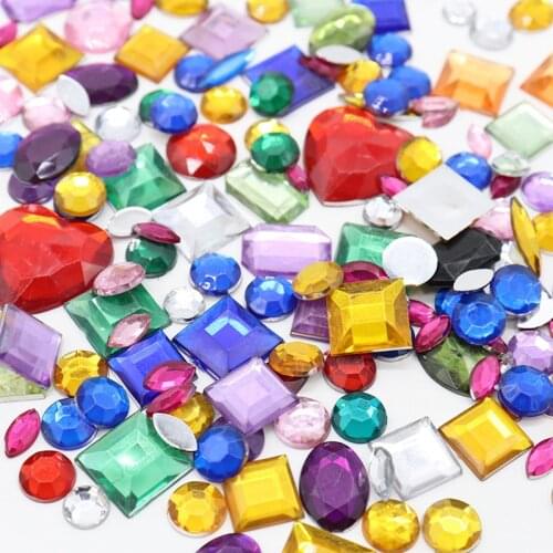25g 8-20Mm Mix Size Mix Color Round Flower Shape Flatback Rhinestone For DIY Glue On Nails Phone Case Glitter Crystal Stones