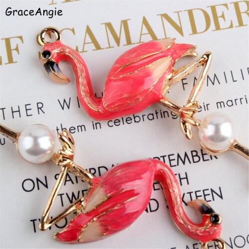 5pcs Jewerly Charms For Korea Bangle Bracelet 3D Flamingo Pendant Fashion Necklace Pendants Big Earrings Make DIY Baby Gift
