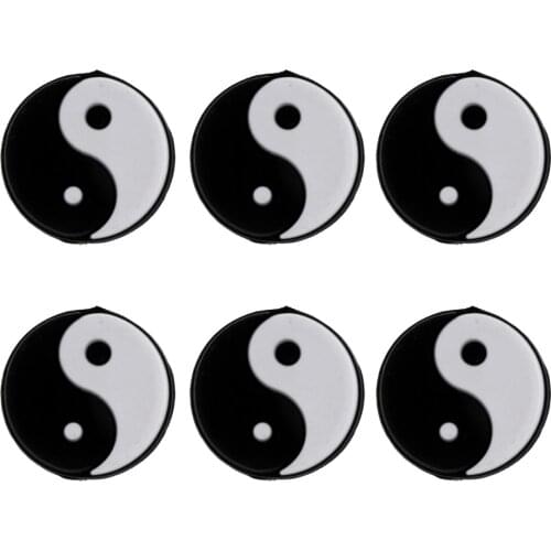 6 Pieces Tai Chi Tennis Shock Absorber Damper Racquet Vibration Dampener Accessories Gifts 2 Color Options Yin Yang Black White